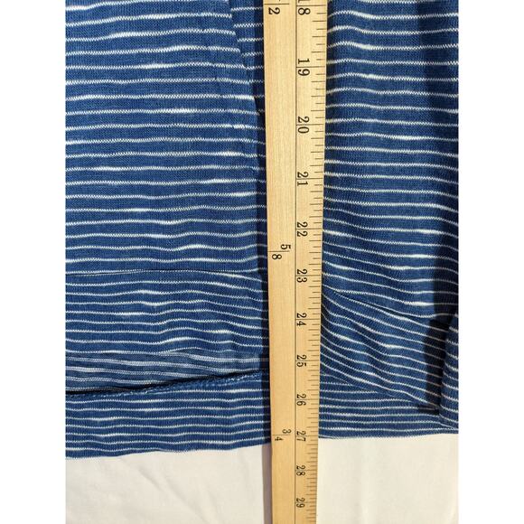 Weatherproof Vintage Slub Hoodie Blue Stripe L Hi Low Stretchy Kangaroo Pocket - Picture 8 of 10